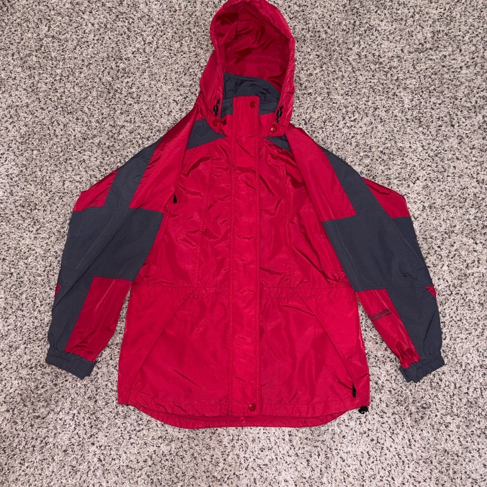 Vintage 90s Columbia Red/Gray Interchange Shell Jacket Hooded - No Liner